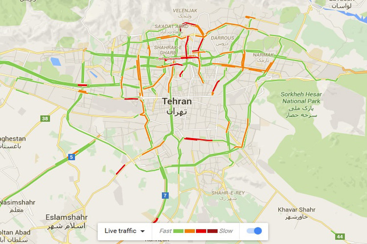 مقایسه گزارش ترافیکی گوگل و شهرداری از خیابان‌های تهران: کدامیک دقیق‌تر است؟